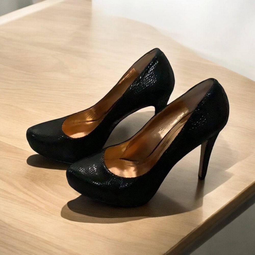BCBGeneration Snake Print Leather Heels
